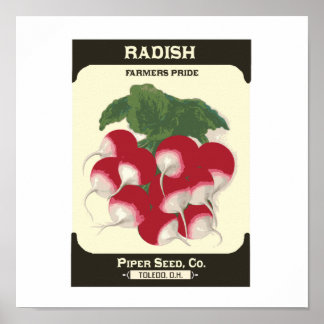 Retro Radish Vegetable Seed Packet Poster Skriv ut