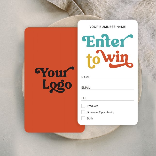 Retro Raffle Namn Card Trendig Logotyp Business Bi Placeringskort (Skapare uppladdad)
