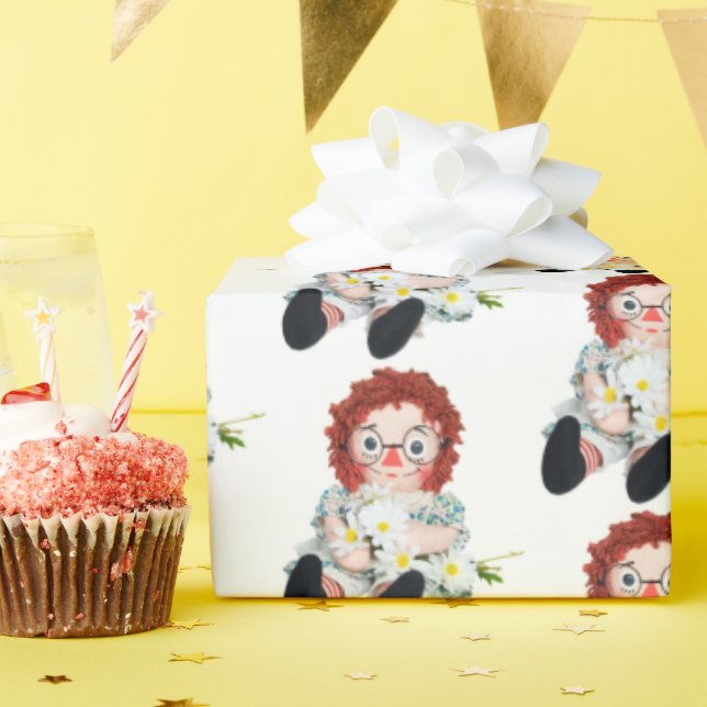 Retro Rag Doll med daisy bouquet Presentpapper (Födelsedagsfest)