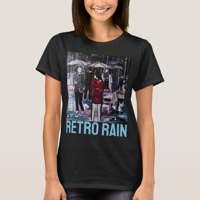 Retro Rain Painting by Alfred Fox T Shirt (Framsida)