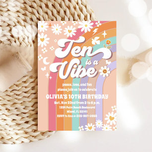 Retro Rainbow 10-års inbjudan