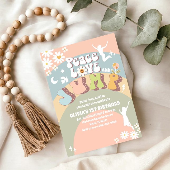 Retro Rainbow 1-års inbjudan (Skapare uppladdad)