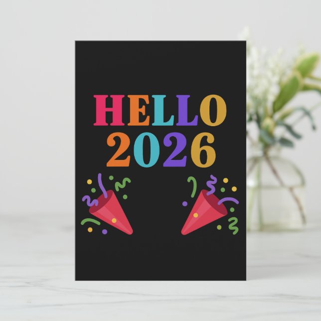 Retro Rainbow 2026 Party Poppers Firar Roligt Inbjudningar (Stående Fram)