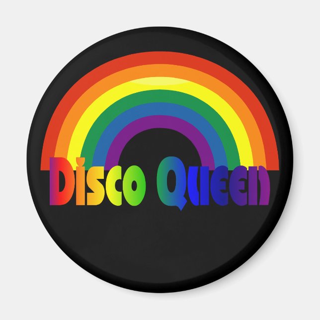 Retro Rainbow 80s Disco Queen Magnet (Framsidan)