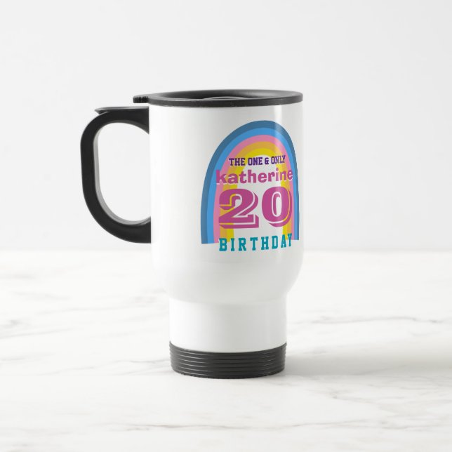 Retro Rainbow Årlig Födelsedags Kaffe Mugg (Vänster)