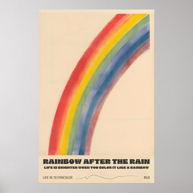 Retro Rainbow Art Print – Life Is Brighter Quote Poster (Framsidan)