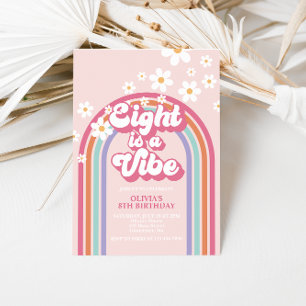 Retro Rainbow åtta är en vibe 8:e födelsedagen Inbjudningar