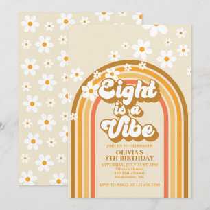 Retro Rainbow åtta är en Vibe Groovy 8:e födelseda Inbjudningar