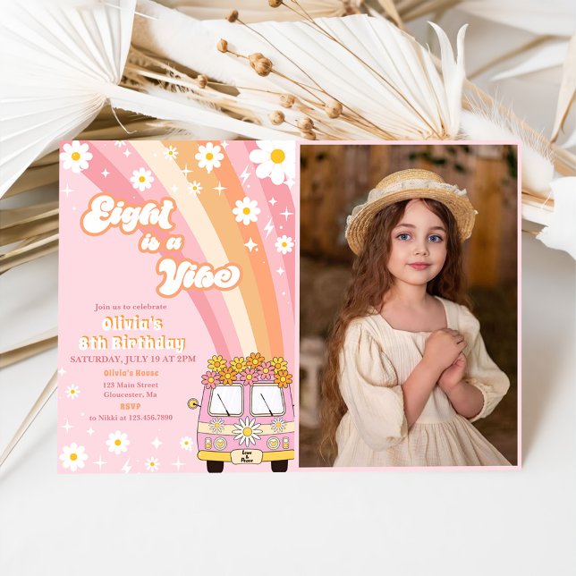 Retro Rainbow åtta är en Vibe Groovy 8:e födelseda Inbjudningar (Skapare uppladdad)