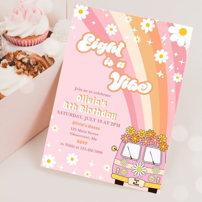 Retro Rainbow åtta är en Vibe Groovy 8:e födelseda Inbjudningar (Skapare uppladdad)