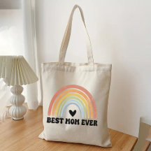 Retro Rainbow Bästa mamma någonsin shoppingväska, 