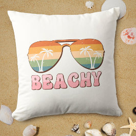 Retro Rainbow Beachy Sunglasses med Handflatan Trä Kudde