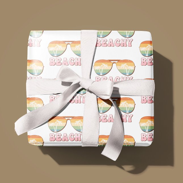 Retro Rainbow Beachy Sunglasses med Handflatan Trä Presentpapper (Skapare uppladdad)
