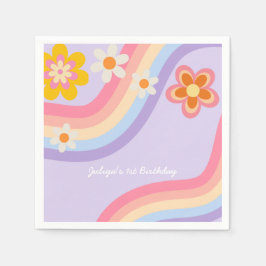 Retro Rainbow Birthday Pappersservett