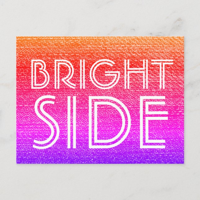 Retro Rainbow Bright Side Lycklig Motivational Vykort (Framsida)