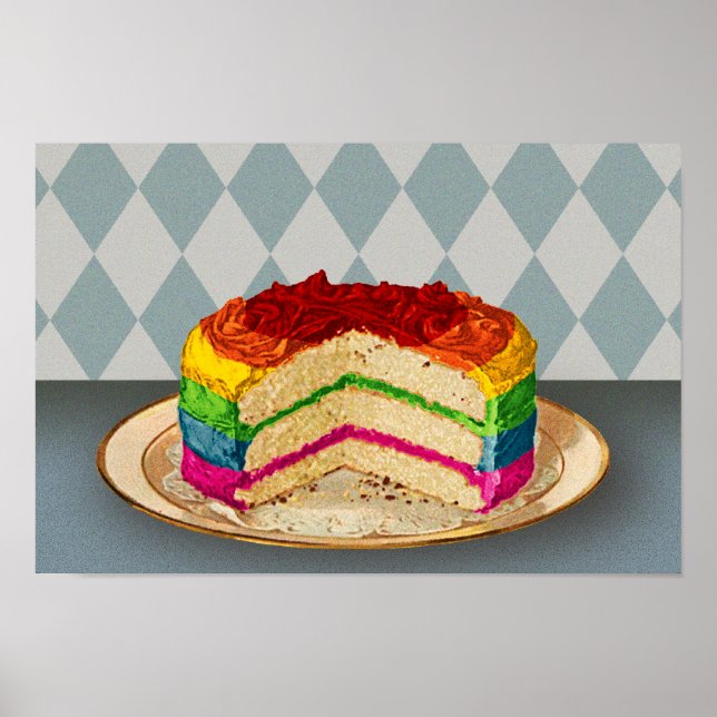 Retro Rainbow Cake Poster (Framsidan)