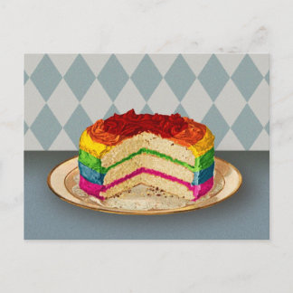 Retro Rainbow Cake Vykort