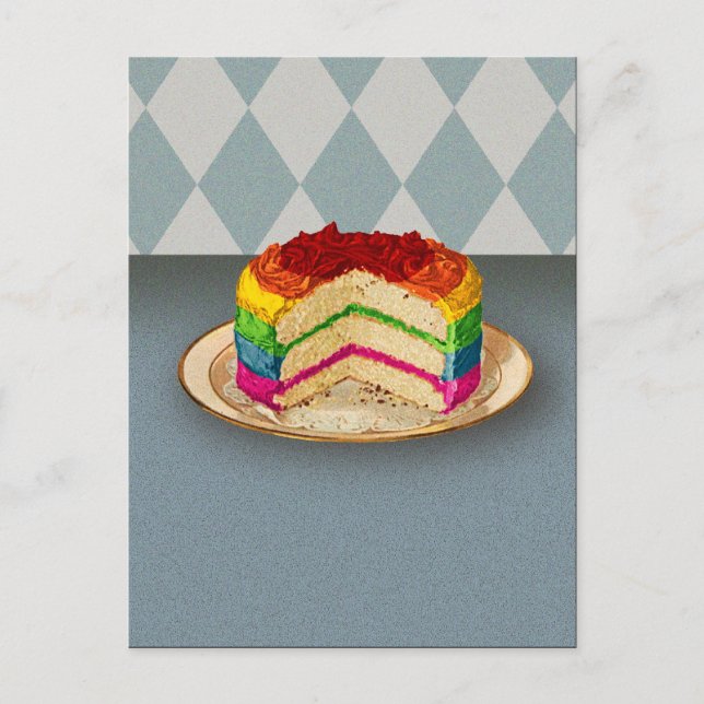 Retro Rainbow Cake Vykort (Framsida)