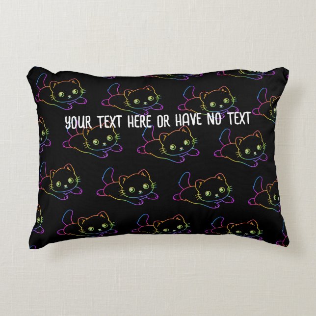 Retro Rainbow Cat Kawaii Animal Magic Kitten Prydnadskudde (Framsidan)