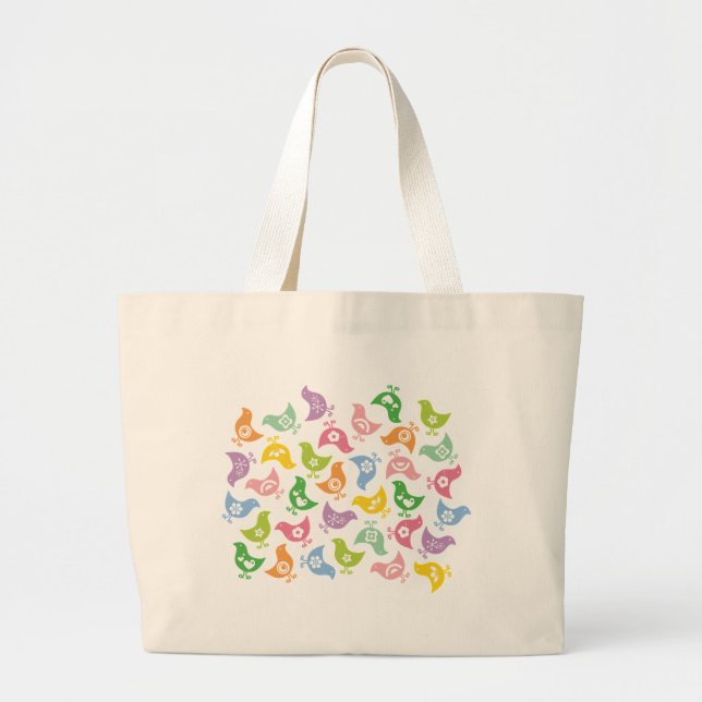 Retro Rainbow Chicks Cute Anpassningsbar Gift Tote Jumbo Tygkasse (Framsidan)
