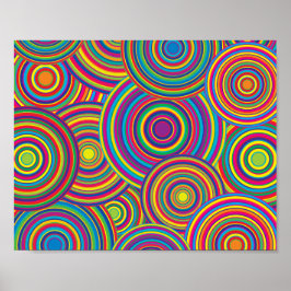 Retro Rainbow Circles Mönster Poster