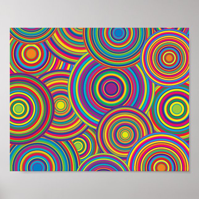 Retro Rainbow Circles Mönster Poster (Framsidan)