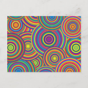 Retro Rainbow Circles Mönster Vykort