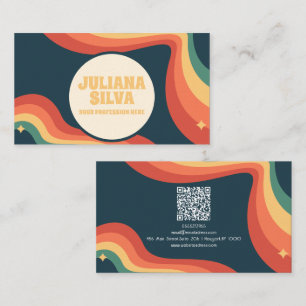 Retro Rainbow Corner med QR-Affärskort Visitkort