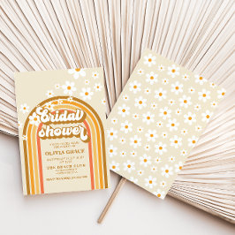 Retro Rainbow Daisy Groovy möhippa Inbjudan till 