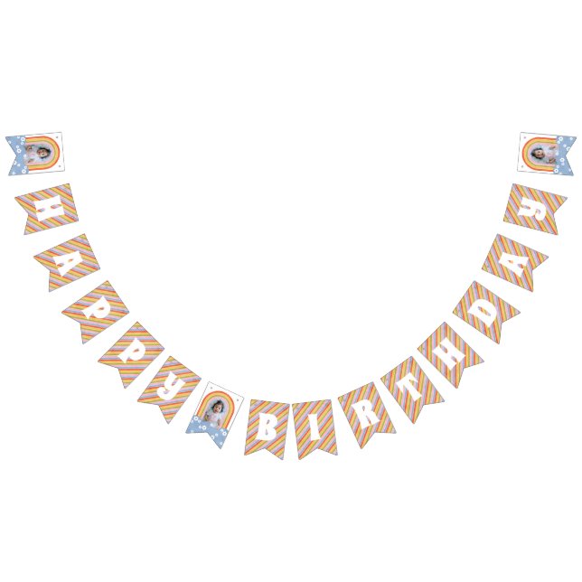 Retro Rainbow & Daisys Birthday Bunting Banner Vimplar (Alla)