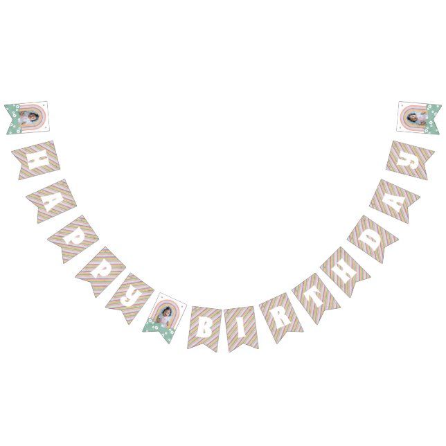 Retro Rainbow & Daisys Birthday Bunting Banner Vimplar (Alla)