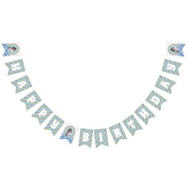 Retro Rainbow & Daisys Birthday Bunting Banner Vimplar (Alla)