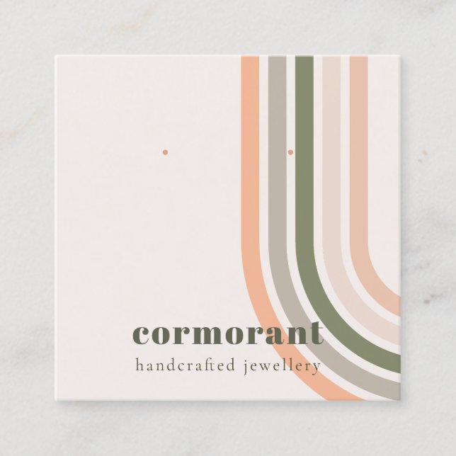 Retro Rainbow Desert Chic Stud Earring Visning Fyrkantigt Visitkort (Framsida)