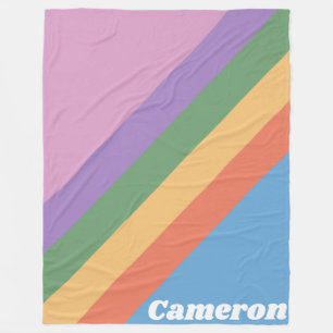 Retro Rainbow Diagonal Rand Personlig Fleecefilt