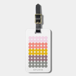 Retro Rainbow Dot Grid Mönster Personlig Namn Bagagebricka