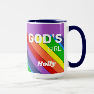 Retro Rainbow Färg Guds flicka ROYGBIV Christian Mugg
