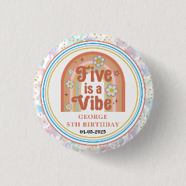 Retro Rainbow FIVE är en stämning Groovy 5-årsdag Knapp