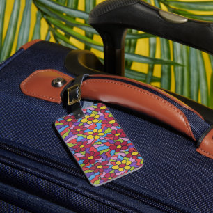 Retro Rainbow Flower Mönster Bagagebricka