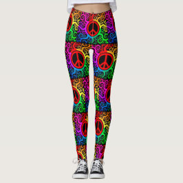 Retro Rainbow-Fredstecken och bläckfiskar Yoga Leggings