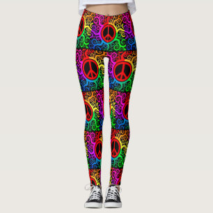 Retro Rainbow-Fredstecken och bläckfiskar Yoga Leggings