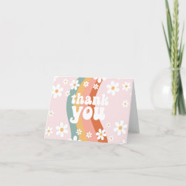 Retro Rainbow Groovy En Daisy Tack Kort