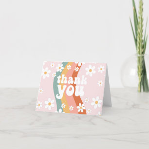 Retro Rainbow Groovy En Daisy Tack Kort