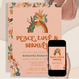 Retro Rainbow Groovy Möhippa Inbjudningar