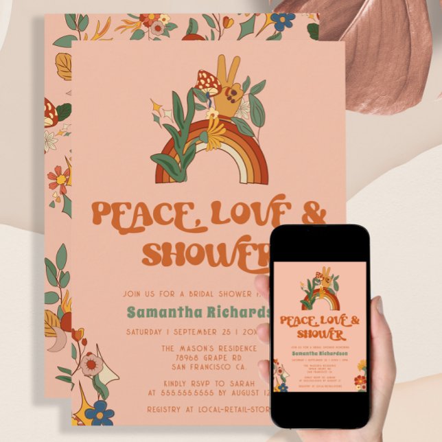 Retro Rainbow Groovy Möhippa Inbjudningar (Skapare uppladdad)