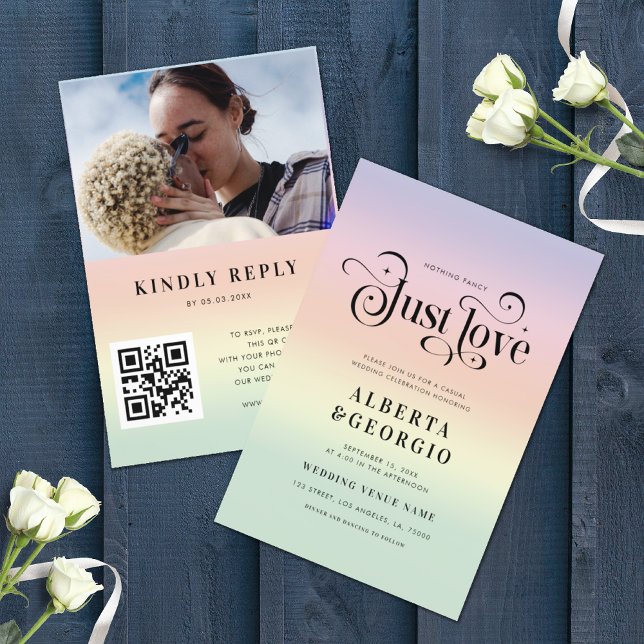 Retro Rainbow HBTQ+ Gay Pride Allt-i-ett Bröllop Inbjudningar (Skapare uppladdad)