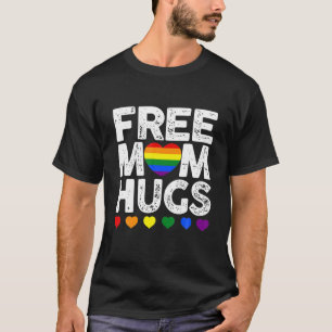 Retro Rainbow Heart Free Mamma Hugs Gay LGBT Pride T Shirt