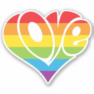 Retro Rainbow Heart Shaped KÄRLEK Sticker Klistermärken