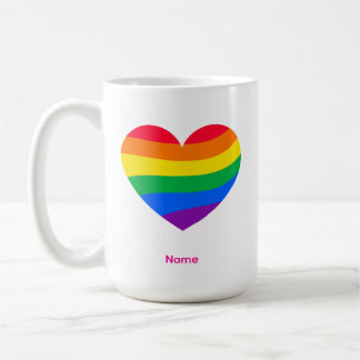 Retro Rainbow Heart - Söt Färgrik Abstrakt Konst Kaffemugg