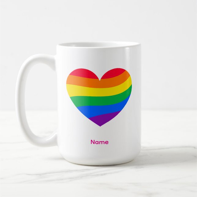 Retro Rainbow Heart - Söt Färgrik Abstrakt Konst Kaffemugg (Vänster)