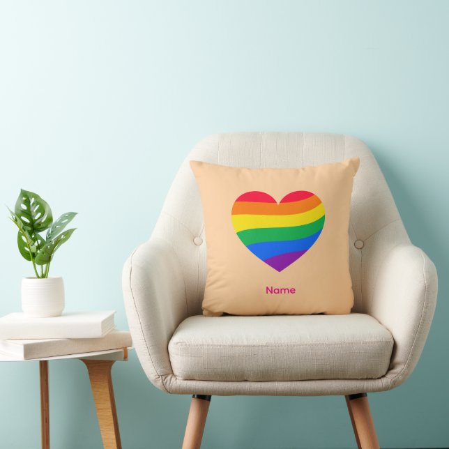 Retro Rainbow Heart - Söt Färgrik Abstrakt Konst Kudde (Stol)